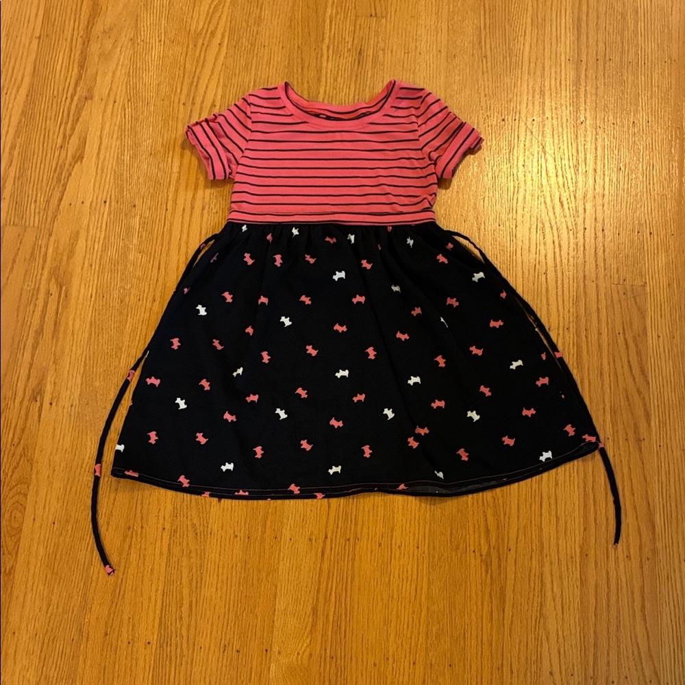 Charming Pink and Black Striped Kids Dress